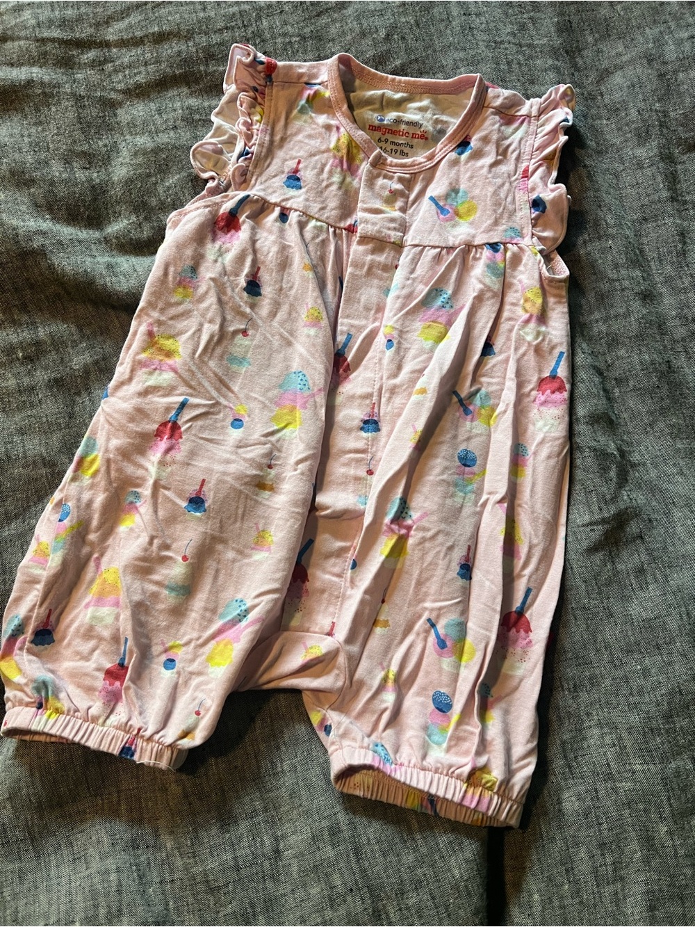 Baby Girls Pink Ice Cream Print Romper